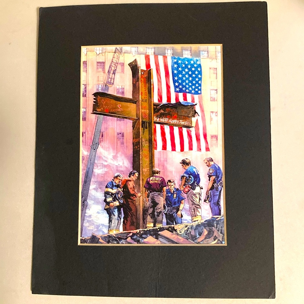 Hero Print for 911, NYC 5”X7” With Black Cardboard Frame